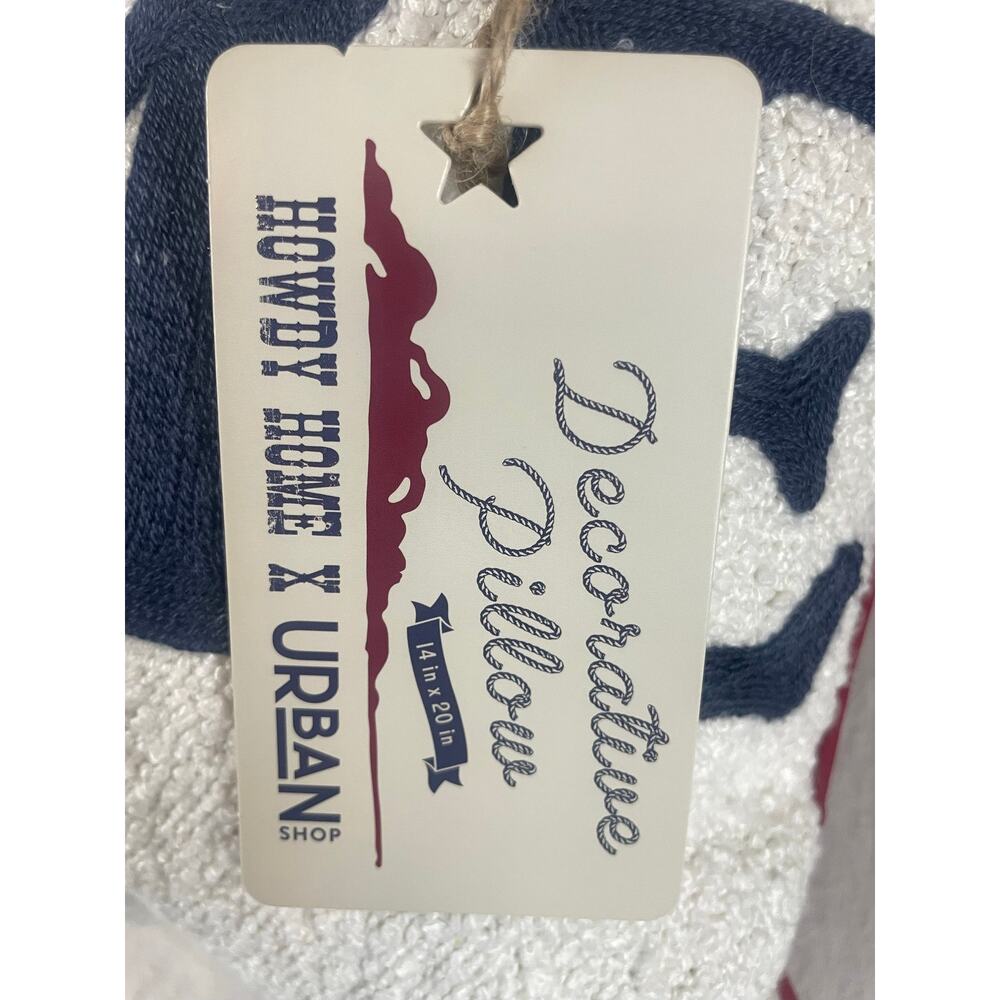 Howdy Home Texas Flag HOME Decorative Accent Pillow 14x20 Red White Blue - Picture 5 of 7